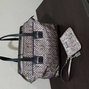 Coach Taylor Snakeskin Print Carryall with Wristlet